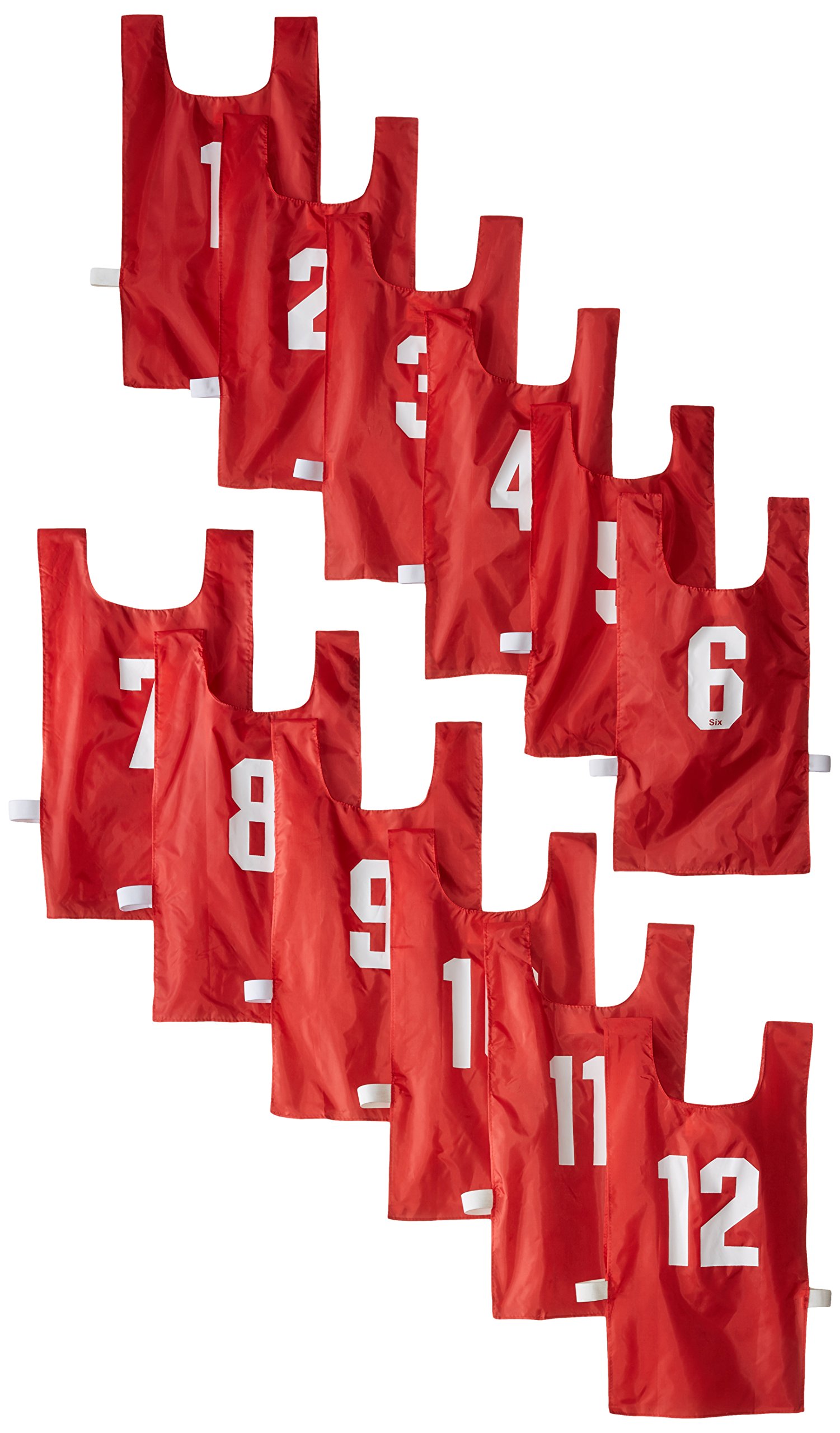 US Games Numbered Pinnies (Set Of 12) - Youth Size, Nylon, For Gym Class, Sports Practice, Team Games