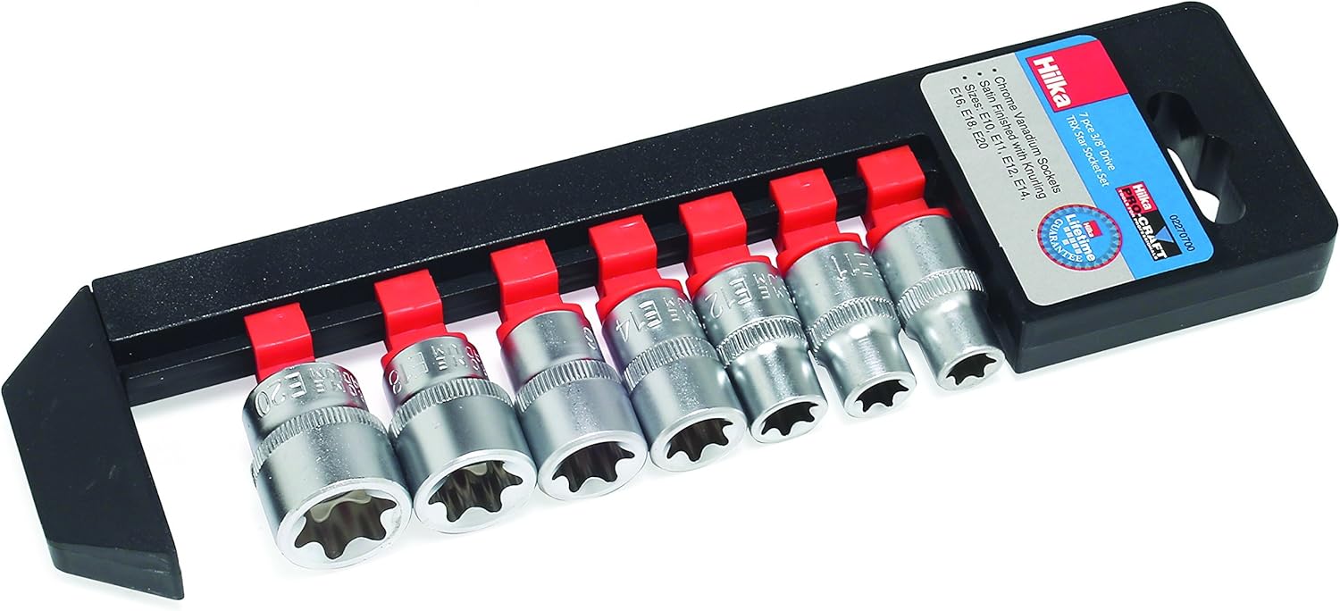 Hilka 02270700 3/8inch Drive Pro Craft TX Star Socket Set Metric of 7