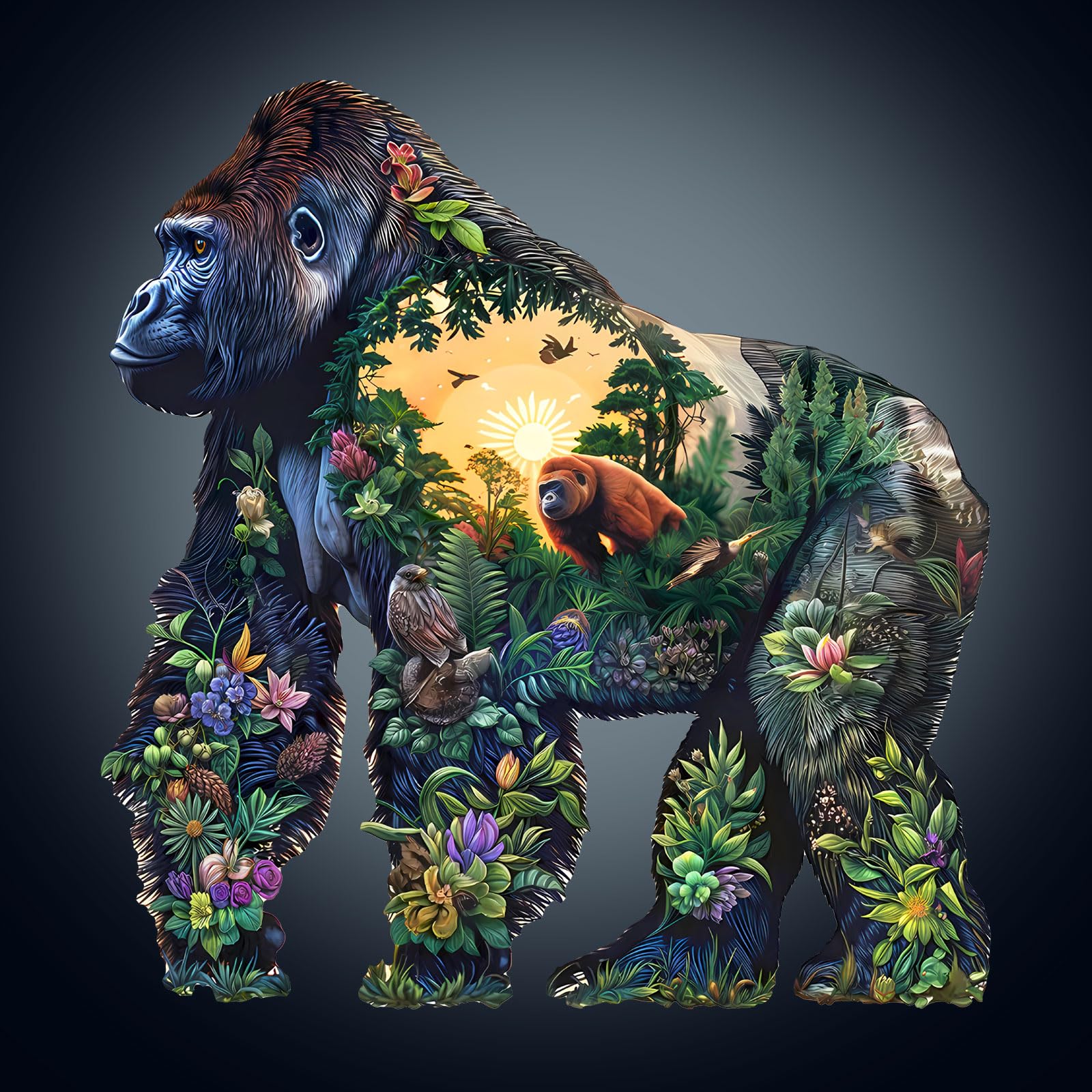 WOODBESTS Wooden Puzzles for Adults, Floral Giant Wooden Puzzle, Irregular Unique Puzzles, Beautiful Gifts for Puzzle Lovers (13.4 * 12.8 in 240pcs)