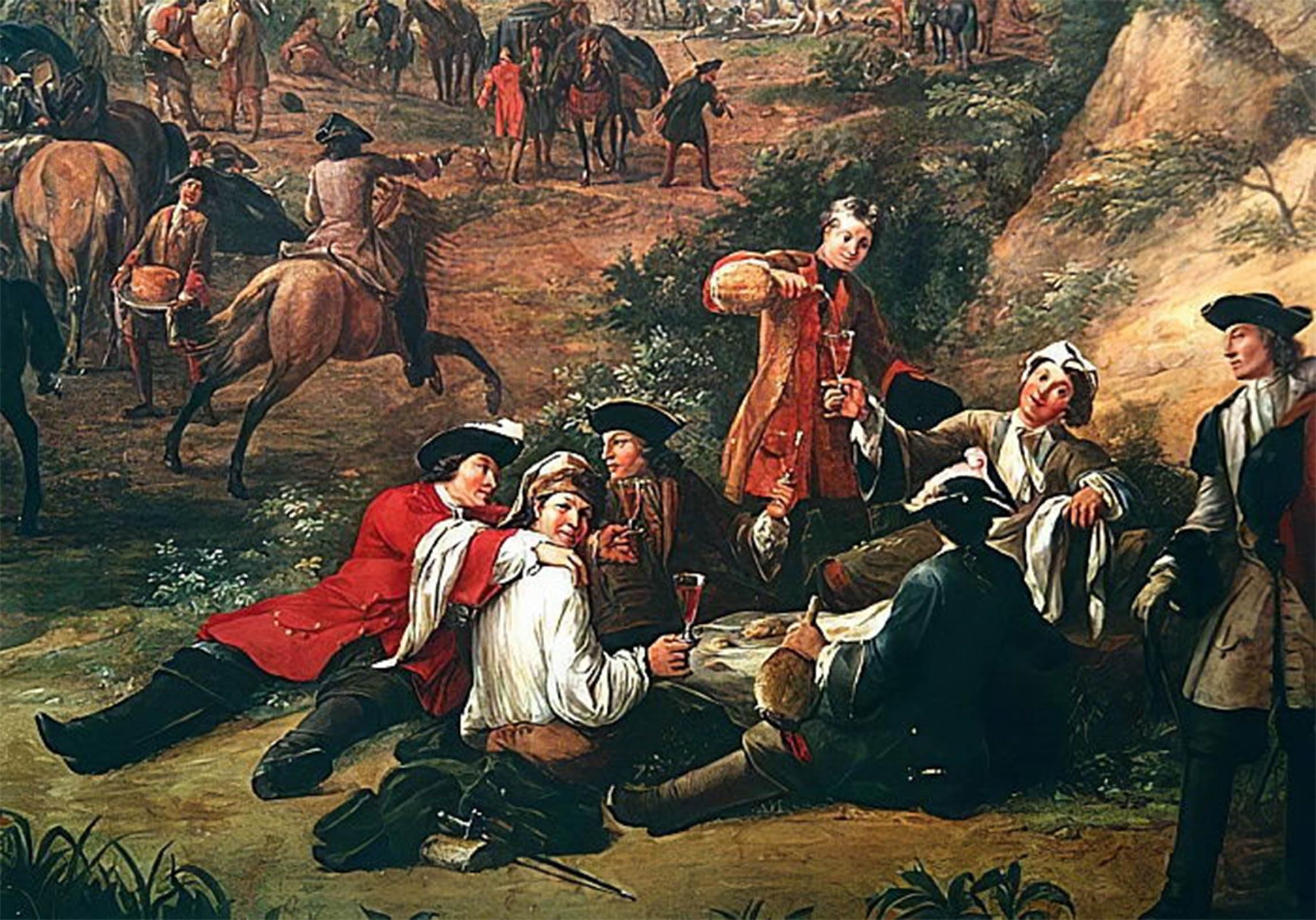 POSTERIIk Vintage Classic Picture Landscape Artwork Group of Soldiers Drinking by Jean Baptiste Portrait Canvas Painting for Office Home Decor 60x90cm