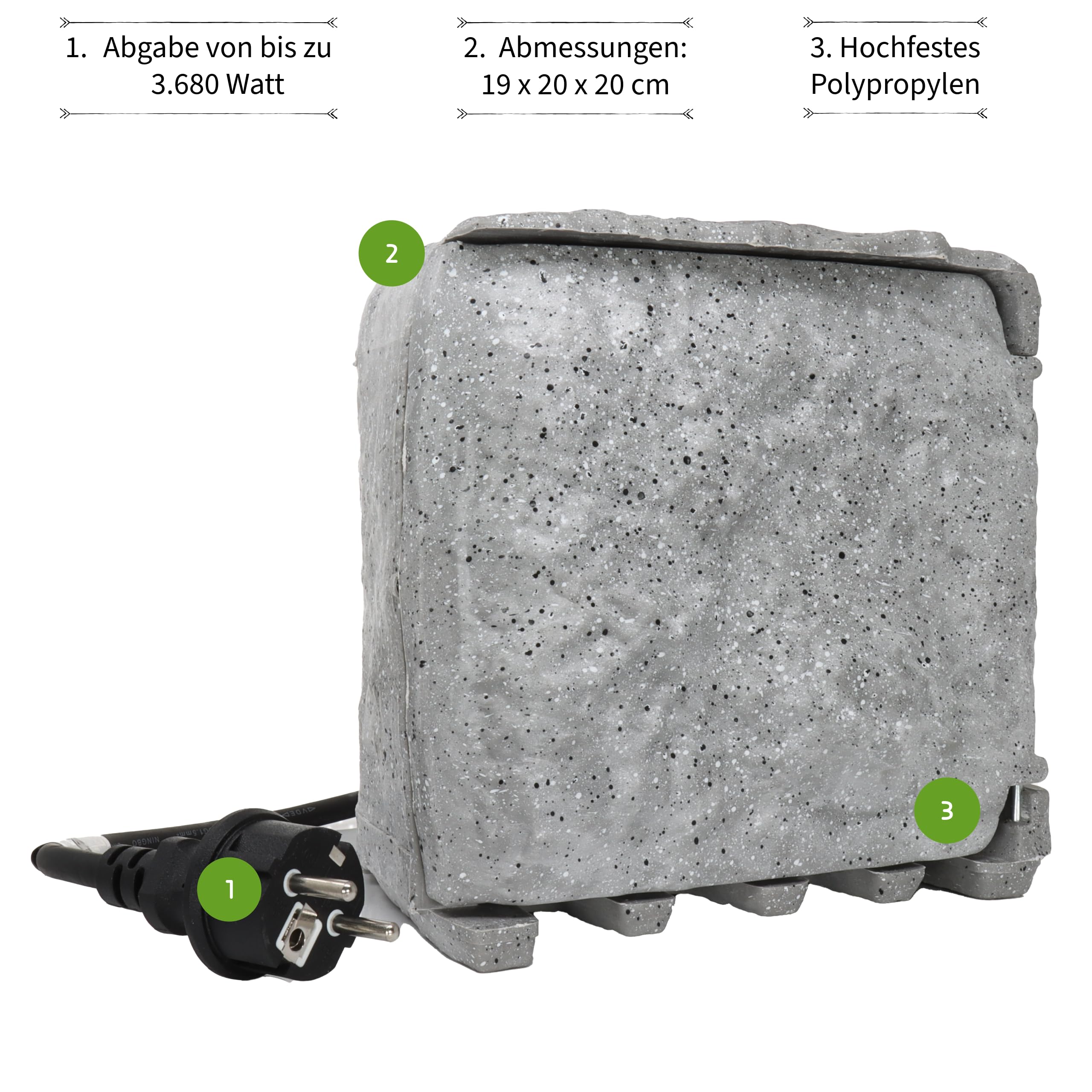 Toma de Corriente de Exterior Inteligente BOLD con Aspecto de Piedra para jardín - Distribuidor de Enchufe de 4 vías IP44 (WLAN, Smart Home, hasta 3680 vatios, Cable de Exterior de 3 m)