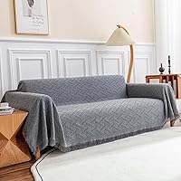 Deep Dream XX-Large Sofa Cover 91x134" - Pet-Friendly Geometrical Jacquard Couch Protector for Sectionals, Dark Grey