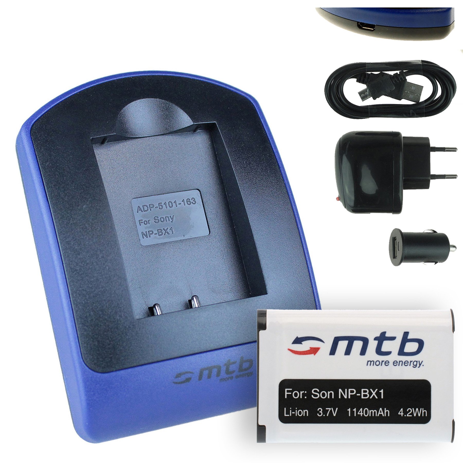 Caricabatteria Universale Per Sony NP-BX1 - Con Adattatore Da Auto E Rete Per Action Cam E Cyber-shot