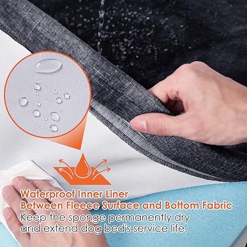 Miniatura 3 de EHEYCIGA Cama ortopédica impermeable para perros de 35 x 23 pulgadas, cama de espuma viscoelástica para perros de tamaño grande, tapete lavable para