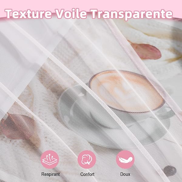 Ciel de lit cabane 2 pièces - Voilage en Forme de Tente 150x350 cm, Décoration Chambre Enfant Fille ou garçon (Rose) - 4