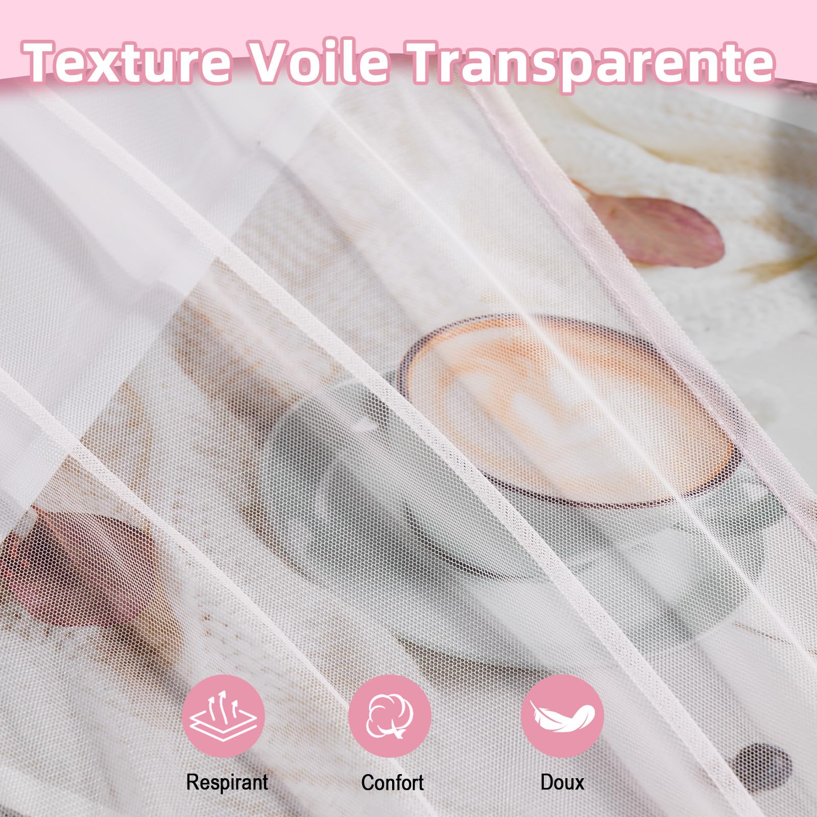 Ciel de lit cabane 2 pièces - Voilage en Forme de Tente 150x350 cm, Décoration Chambre Enfant Fille ou garçon (Rose)