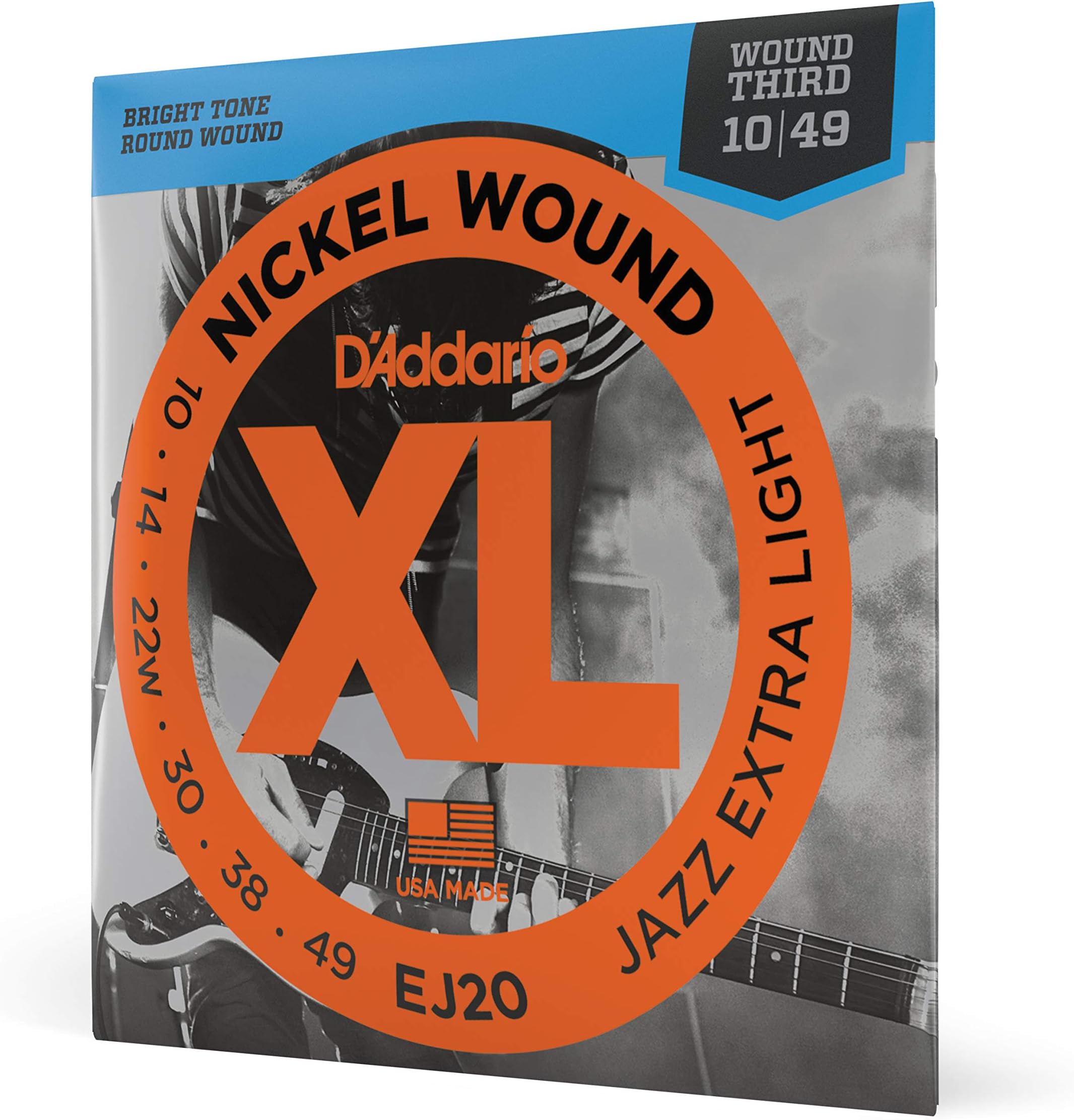D'Addario XL Nickel EJ20 Electric Guitar Strings, Jazz Extra Light 10-49