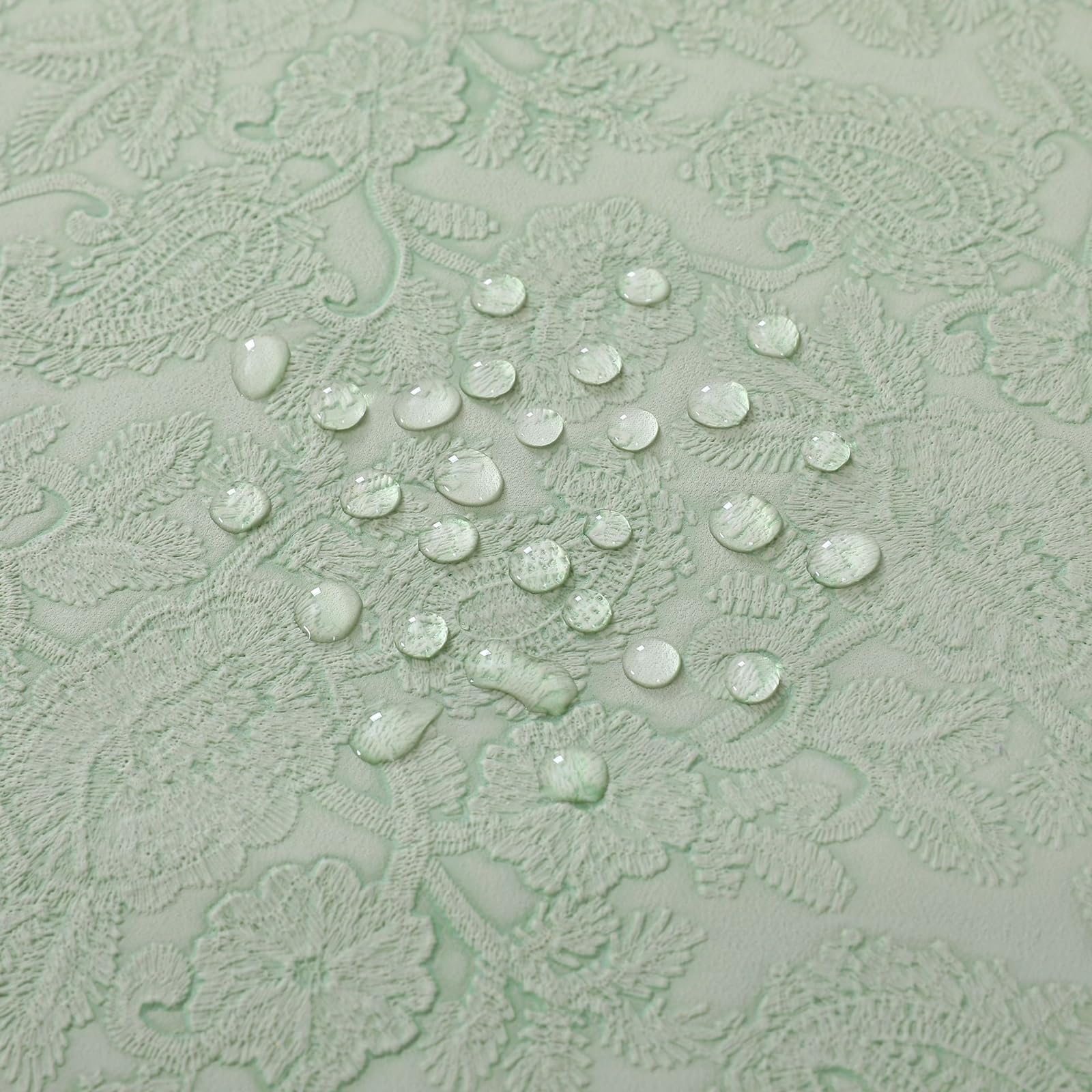 Tischdecke Hochzeit Rechteckig 150x220 cm, Grün Bestickt mit Spitze