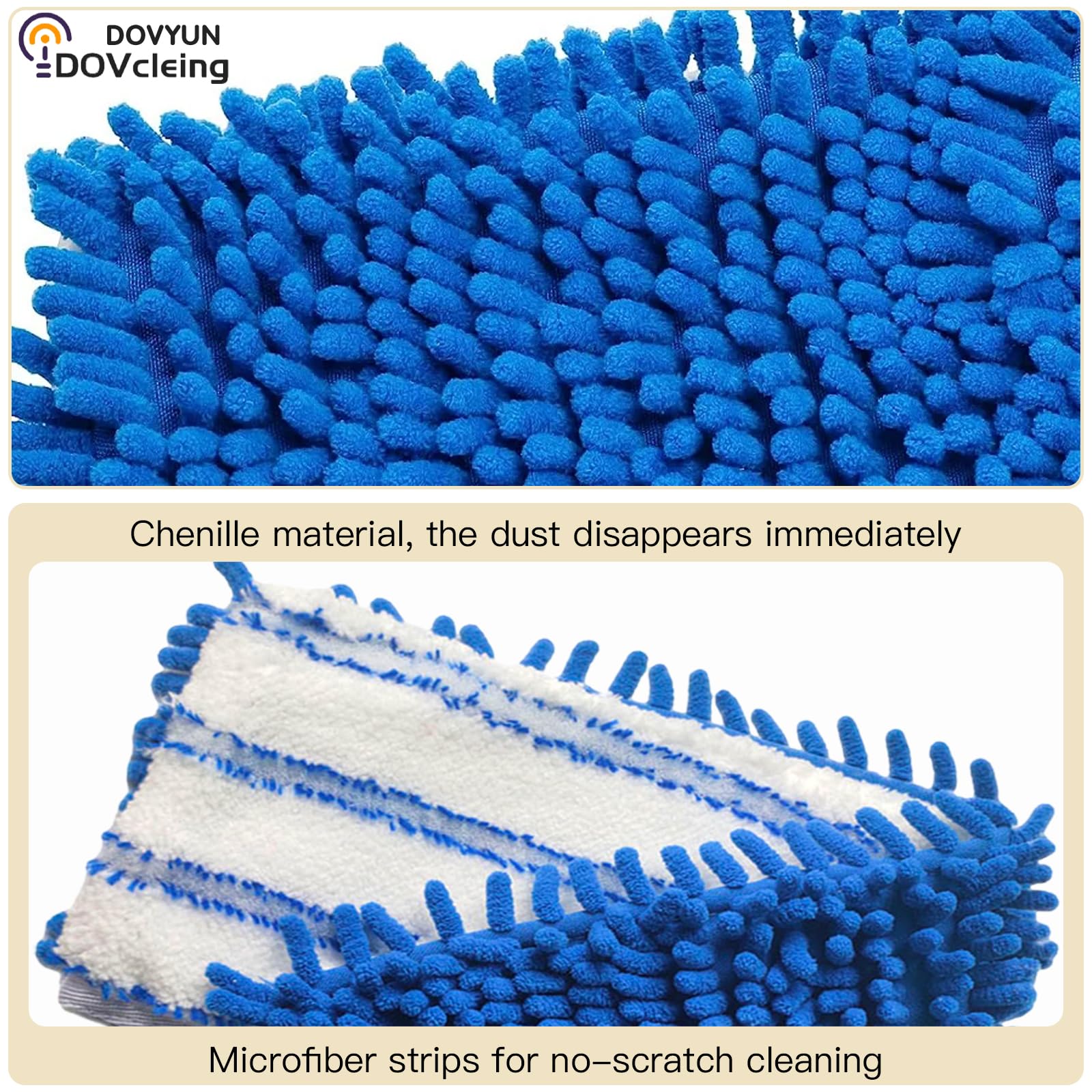 Paquete de 2 recambios de fregona de chenilla compatibles con fregona abatible de microfibra