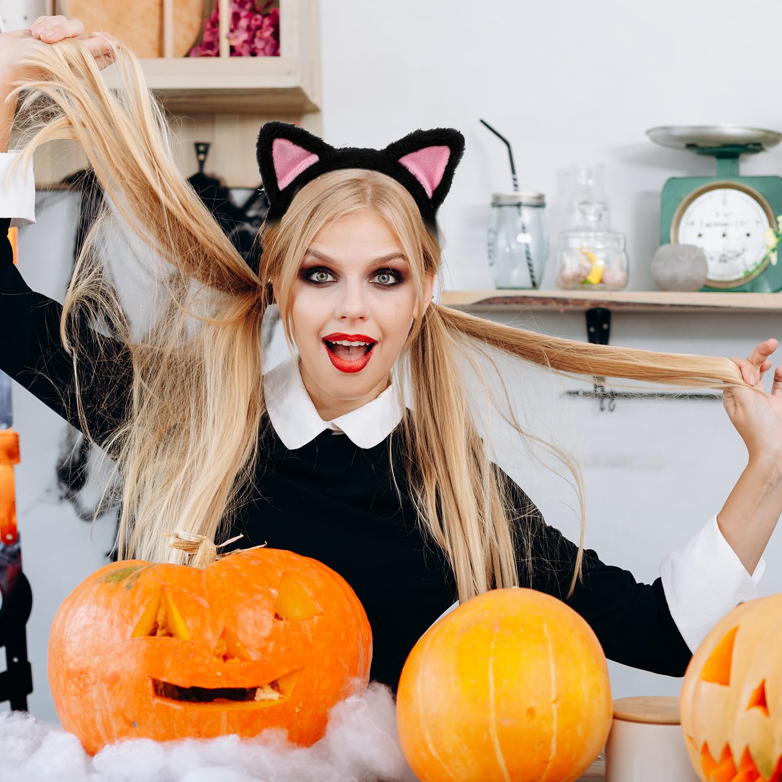 Dimeho Śliczna opaska z kocimi uszami kocie uszy kreskówkowe opaski na głowę pluszowa opaska do włosów do cosplay kostium impreza festiwale muzyczne impreza tematyczna