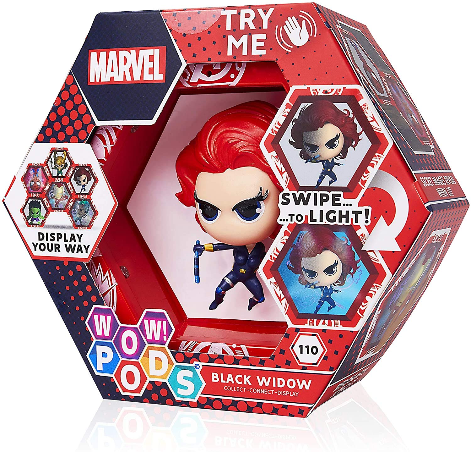 WOW! PODS Avengers Collection - Black Widow | Superhero Light-Up Bobble-Head Figure | Official Marvel Collectable Toys & Gifts