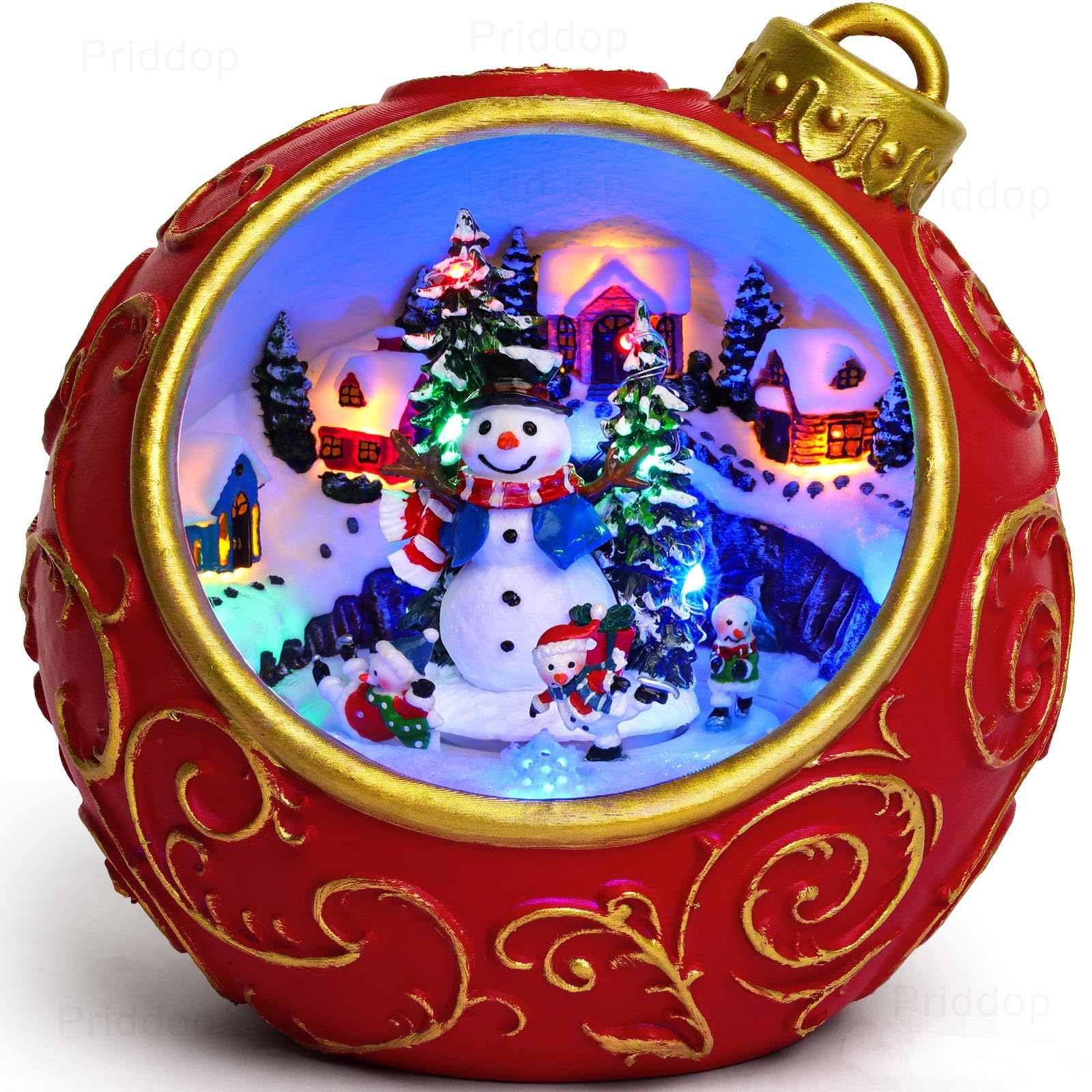 Priddop Christmas Village Scene Animated Rotating Snowman - collectible buildings and accessories | Mubboo