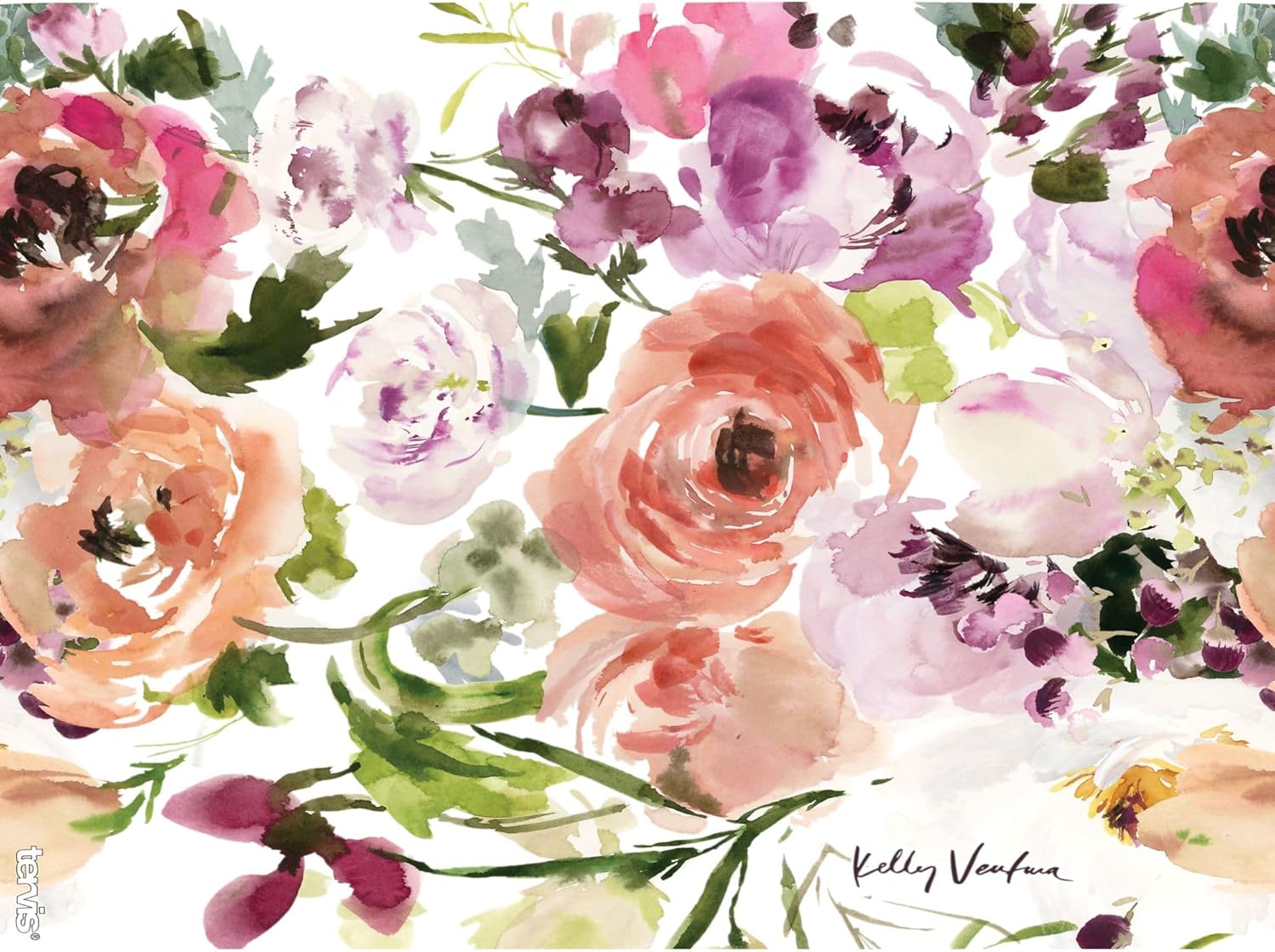 Tervis Kelly Ventura - Floral Collection Made in USA Double Walled Insulated Tumbler Travel Cup Keeps Drinks Cold & Hot, 24oz with Straw Lid, Heather Rose - Image 2