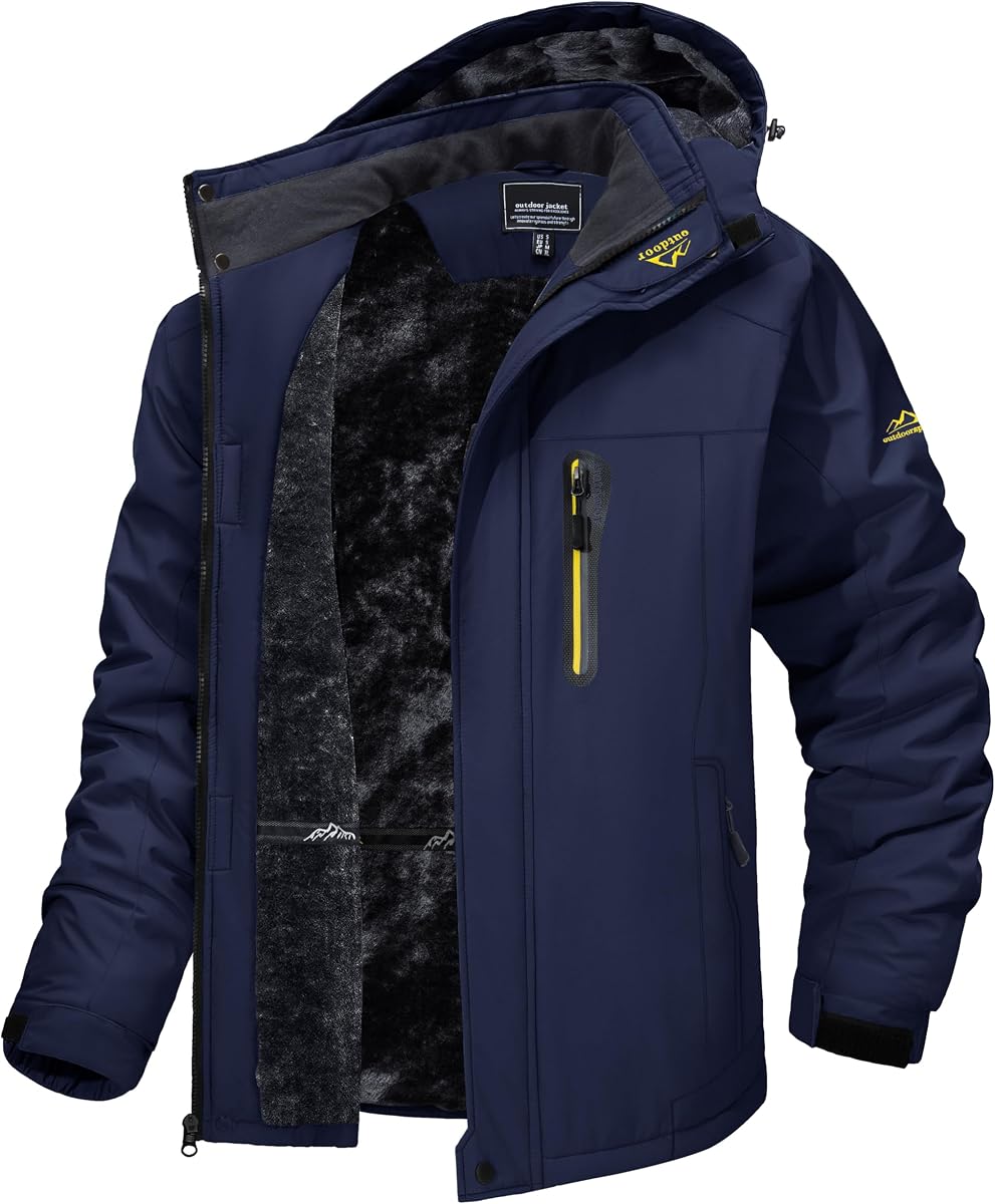 TACVASEN Chaqueta de esquí de Invierno para Hombre Abrigos de Nieve Impermeables Chaqueta con Forro Polar para Snowboard Parka cálida con Capucha