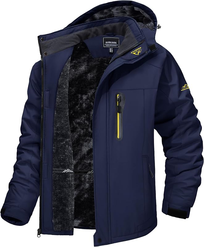 TACVASEN campera de esquí de Invierno para Hombre Abrigos de Nieve Impermeables campera con Forro Polar para Snowboard Parka cálida con Capucha