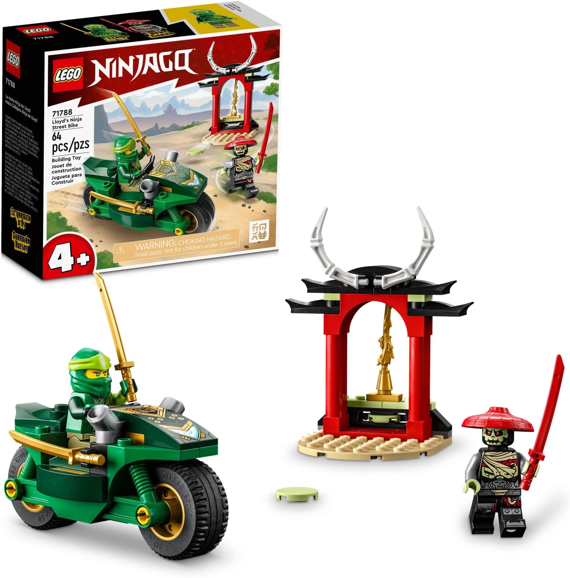 NINJAGO Lloyd’s Ninja Street Bike, Ninja Motorcycle Toy Building Kit, Easy-to-Build Beginners Learning Set for Pretend Play, Ninja Gift Idea for Preschool Kids, Boys and Girls Age 4+, 71788