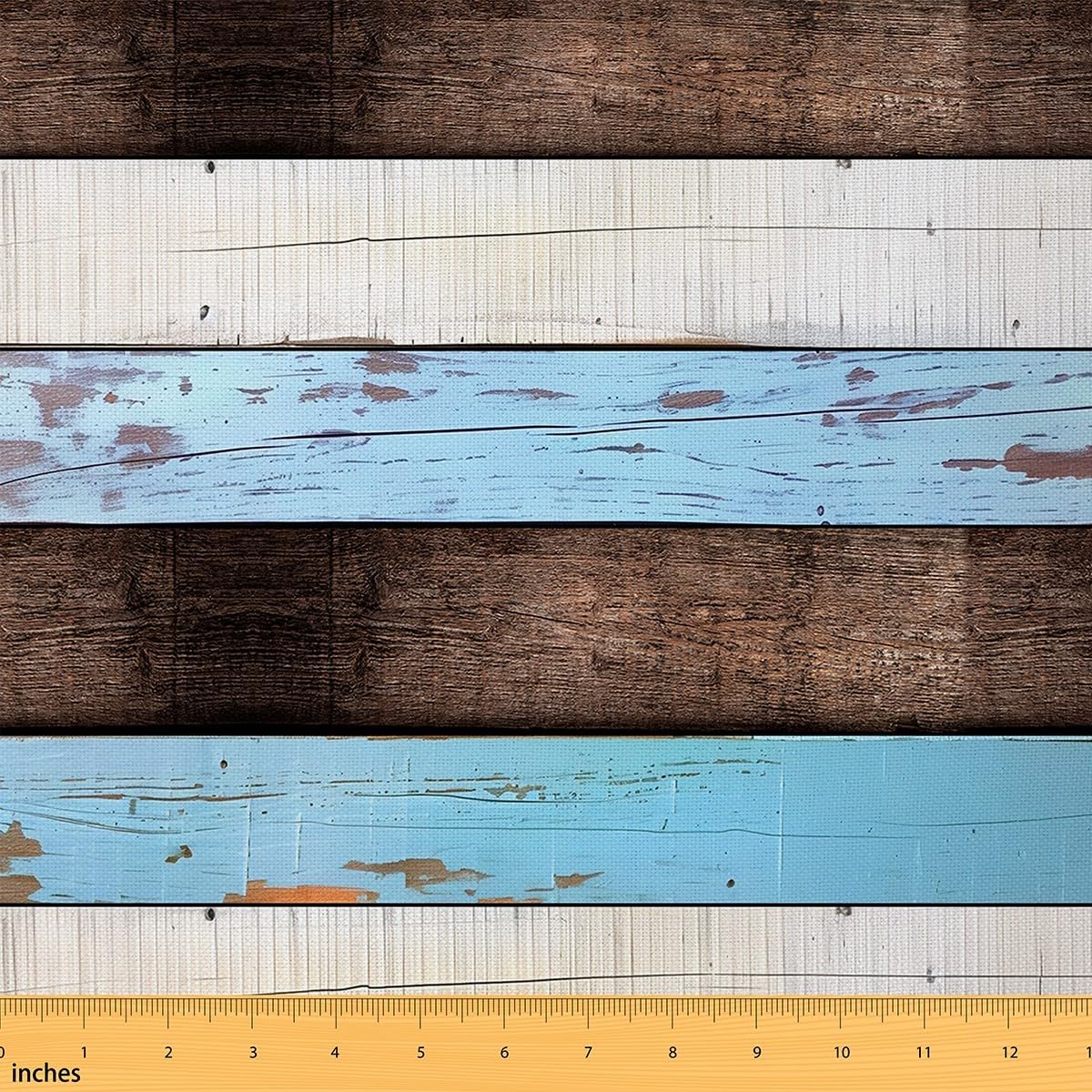 Blue Brown Wooden Grain Outdoor Fabric by The Yard,Western Farmhouse Style Fabric for Home DIY Projects,Old Wooden Barn Door Flannel Polyester Fabric for Kids Room Decor,3 Yards,108" L x 59" W