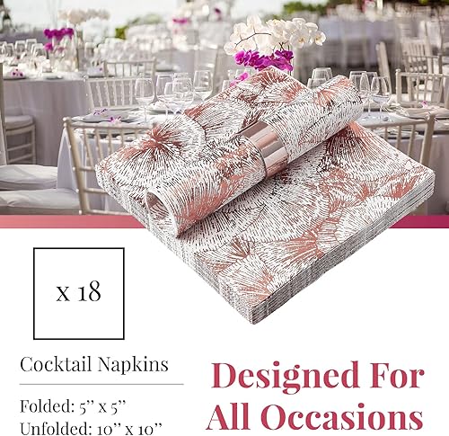 Miniatura 7 de SILVER SPOONS Elegantes servilletas desechables florales, el paquete incluye 18 servilletas de boda, servilletas de fiesta desechables perfectas