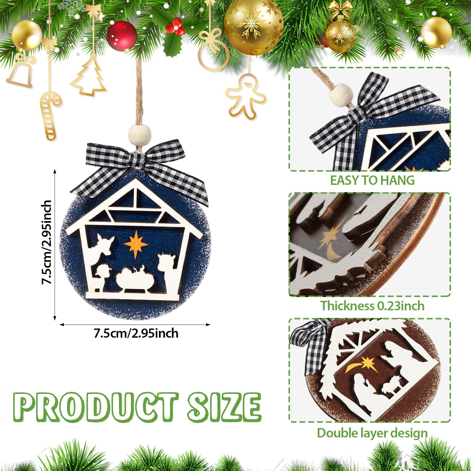 28 Adornos Cristianos De Adera Para árbol De Navidad, Juegos De