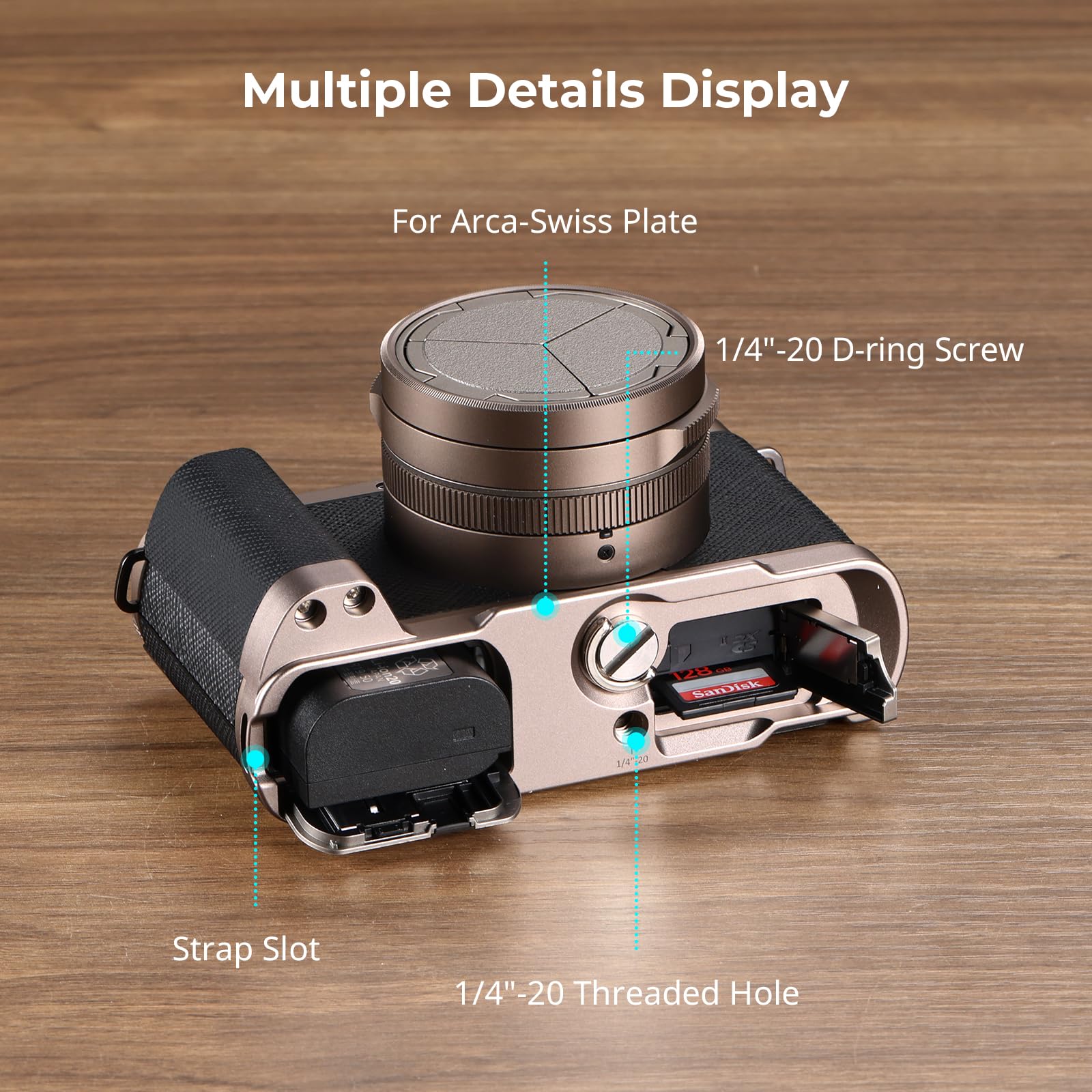 SMALLRIG Poignée en L pour Panasonic LUMIX L10, Repose-Pouce avec Monture Cold Shoe, Poignée latérale Ergonomique, Plaque à dégagement Rapide Arca Swiss, Compatible trépieds - (Titane) 6136