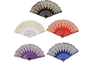 5 Pieces Spanish Folding Hand Fans for Women
