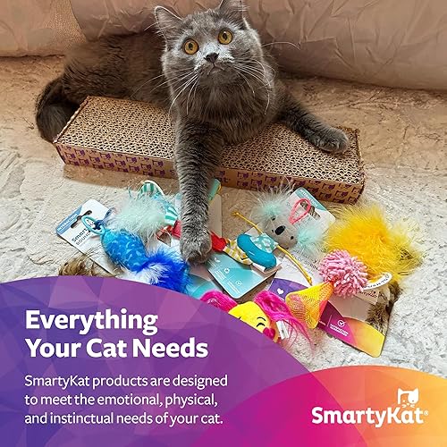 Miniatura 4 de Instincts by SmartyKat Hidden Hijinks Hidden Motion Teaser Wand - Juguete automático interactivo para gatos, funciona con pilas, estampado de