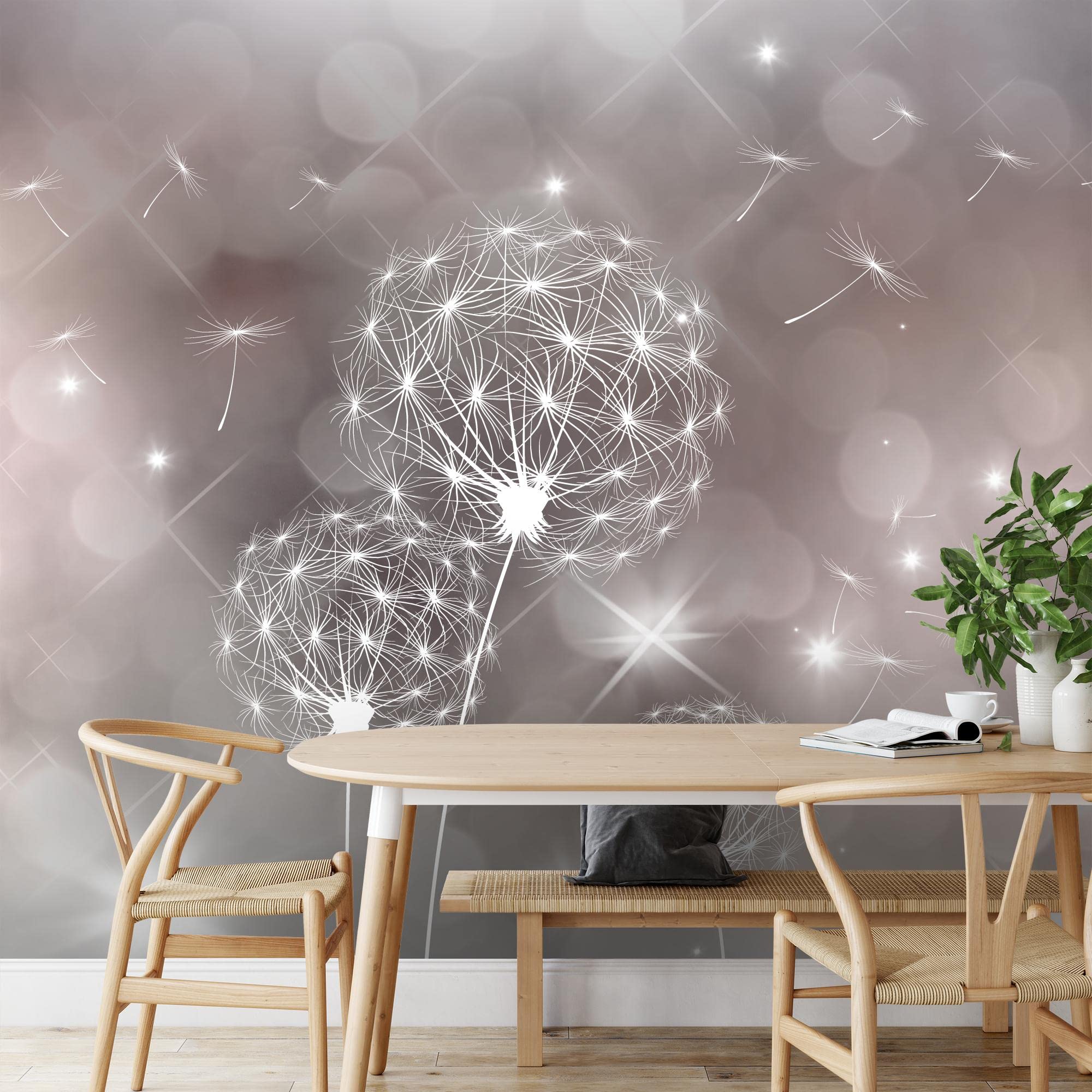 Runa Art Carta da parati fotografica 396 x 280 cm Denti di leone astratta | Vello Decorazione Murale Soggiorno Camera Da Letto | Manifattura tedesca | grigio Beige 9174012a