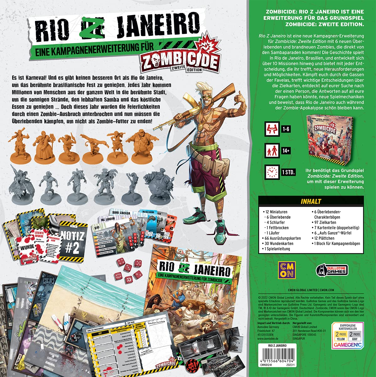 CMON, Zombicide 2. Edition – Rio Z Janeiro, rozszerzenie, gra koneserska, Dungeon Crawler, 1-6 graczy, od 14 lat, 60 minut, niemiecki