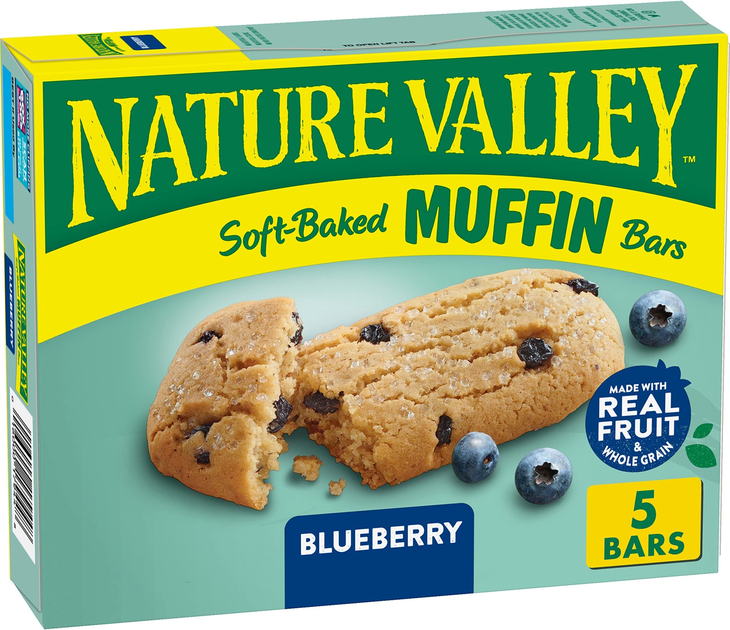 Nature Valley Soft-Baked Muffin Bars, Blueberry, Snack Bars, 5 Bars, 6.2 OZ