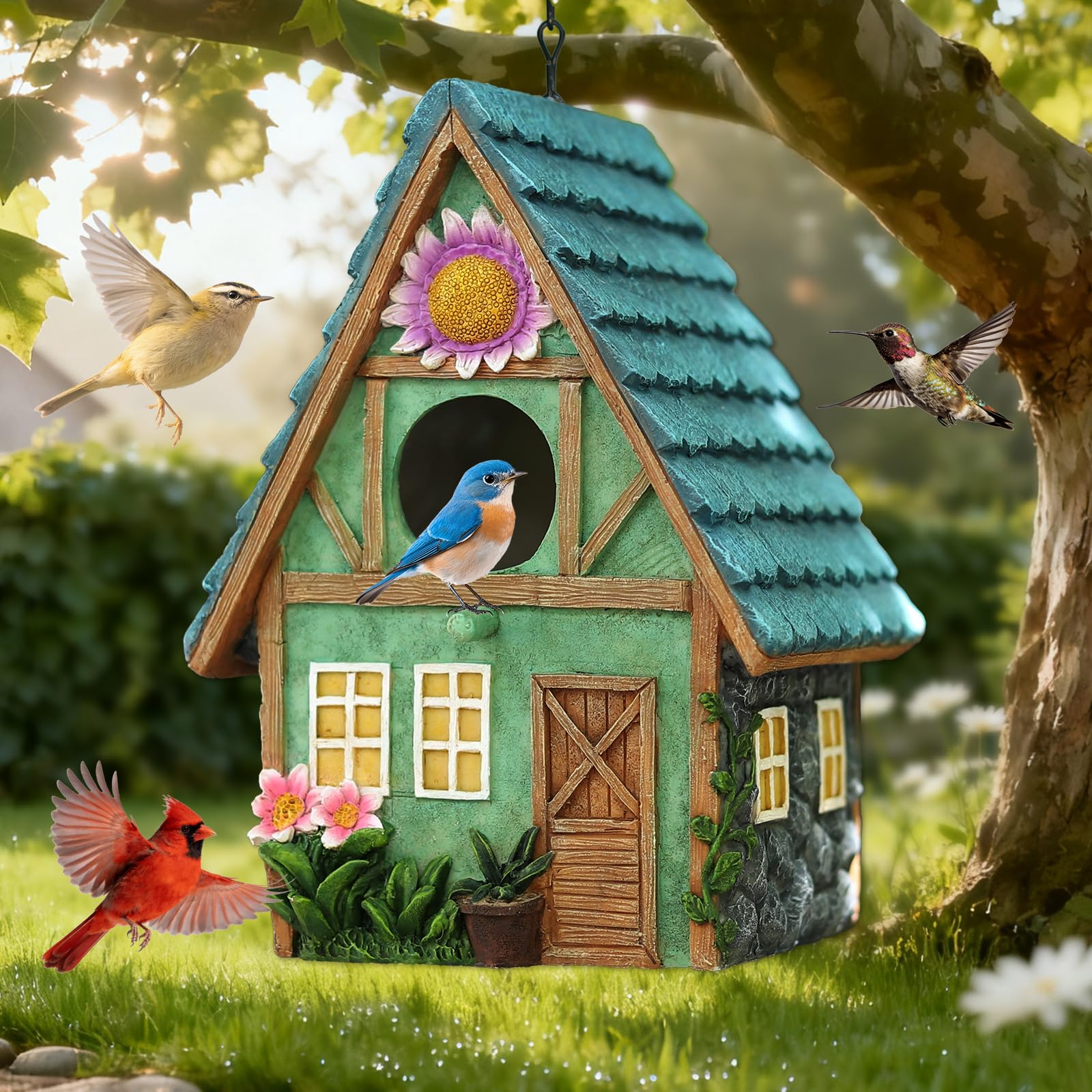 MINWOLF Cottage-Style Resin Birdhouse