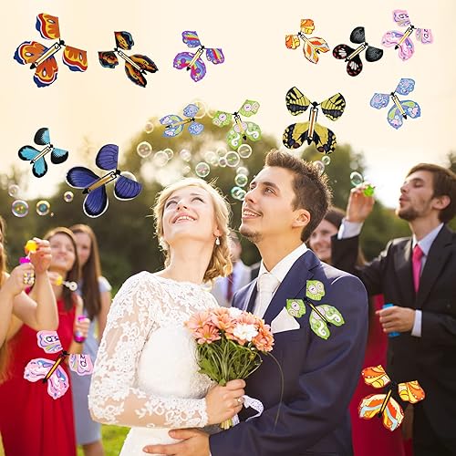 Miniatura 6 de Chenkaiyang 20 piezas de mariposa voladora mágica, mariposa de cuerda de juguete, banda de goma, regalo sorpresa para caja de explosión, sobre boda,