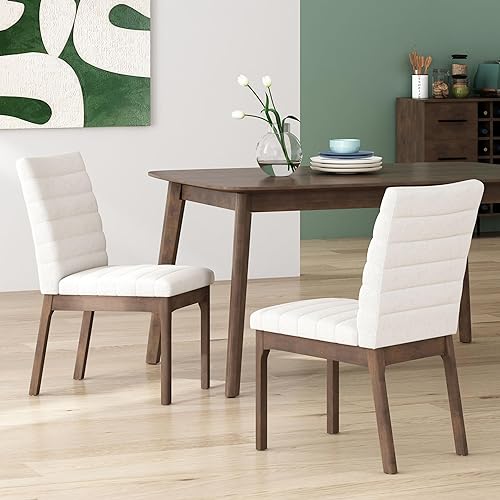 Miniatura 2 de Christopher Knight Home Lancer - Juego de 2 sillas de comedor, sillas auxiliares de cocina de madera, silla decorativa tapizada de tela, diseño