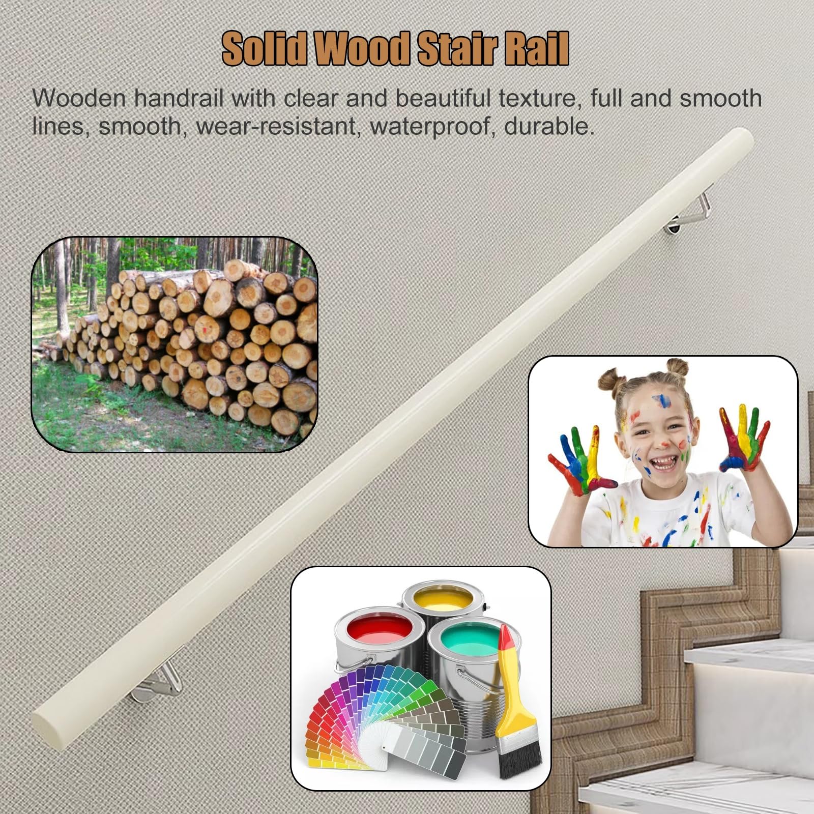 4 m 2,4 m 3,6 m 3 m 1,5 m 1,8 m Bannisterschiene für Treppen aus Holz, Wandhalterung, robuster Treppenhandlauf, Treppenstützstangen für ältere Menschen/Kinder, komplettes Set (Farbe: Walnussholz