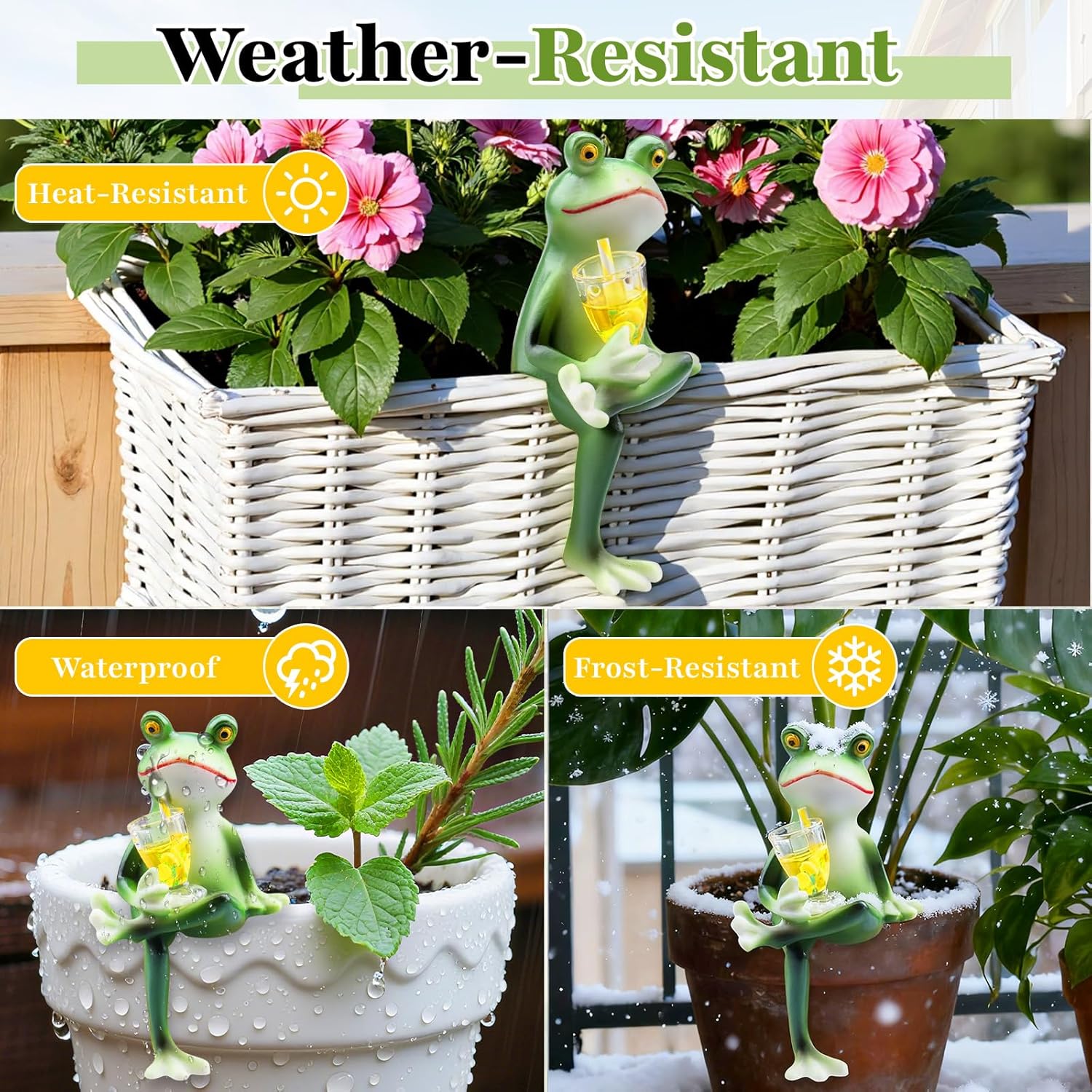 Garden Frog Statues – Funny Outdoor Figurines for Yard, Patio, Lawn, Indoor Decor – Cute Animal Ornaments & Plant Hangers – Birthday for Women (3 Pack) - Image 4