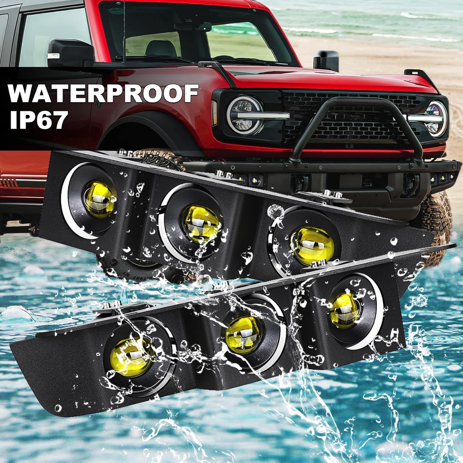 LED Fog Lights for Ford Bronco 2021 2022 2023 2/4 Door, Front Bumper Fog Lamps with Bracket, Daytime Running Light Accessories (Amber Light)