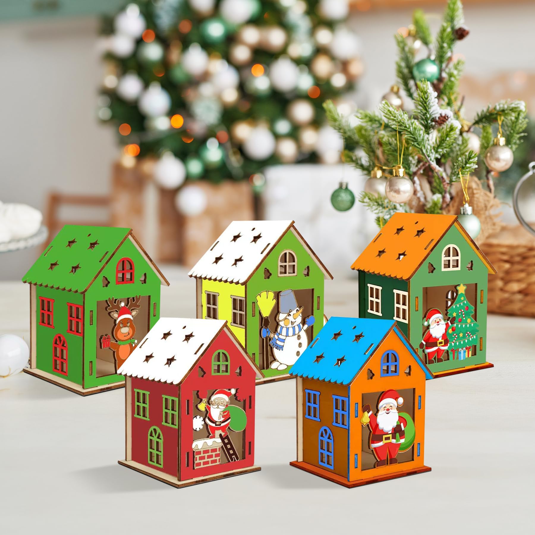 Actvité Manuelle Noël Famille Pendentif Arbre De Noël - DIOCHE - Décoration Murale En Bois Décorations Noël Bricolage Créatif