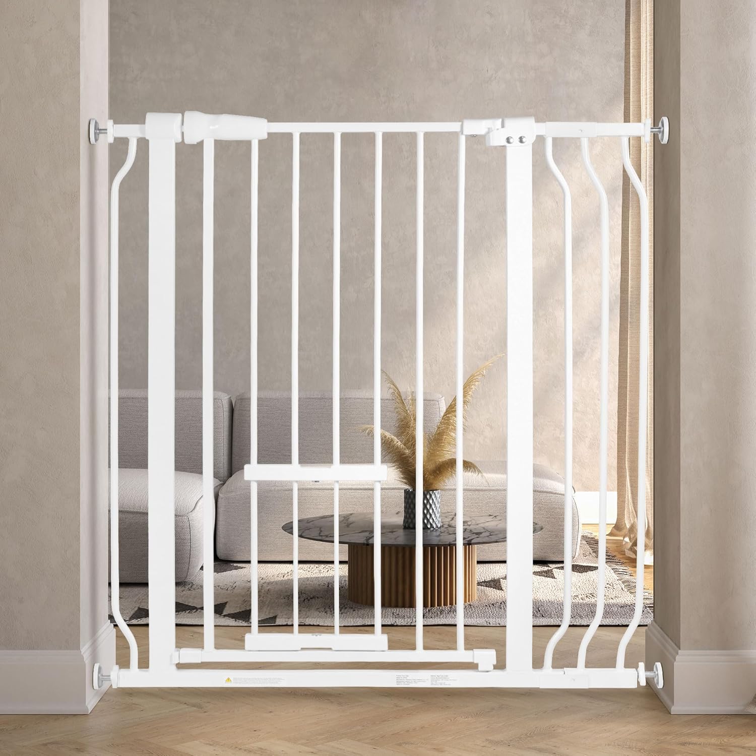 BalanceFrom Easy Walk-Thru Safety Gate with Pet Door for Doorways and Stairways with Auto-Close/Hold-Open Features, 36-Inch Tall, Fits 29.1 - 38.5 Inch Openings, White White Fits 29.1 - 38.5 inch, 36-inch Tall