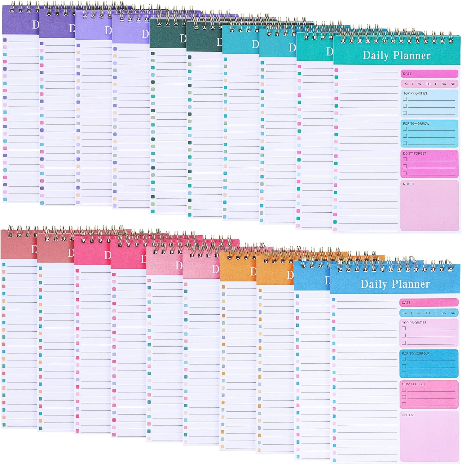 Molain 20 Pack Daily To Do List Notepad, Beautiful To Do List Note Pads Set 5" x 8" 30 Sheets Spiral Planner Checklist Notebook Work Notepads for Easy Daily Planning, Office Desk Supplies for Women