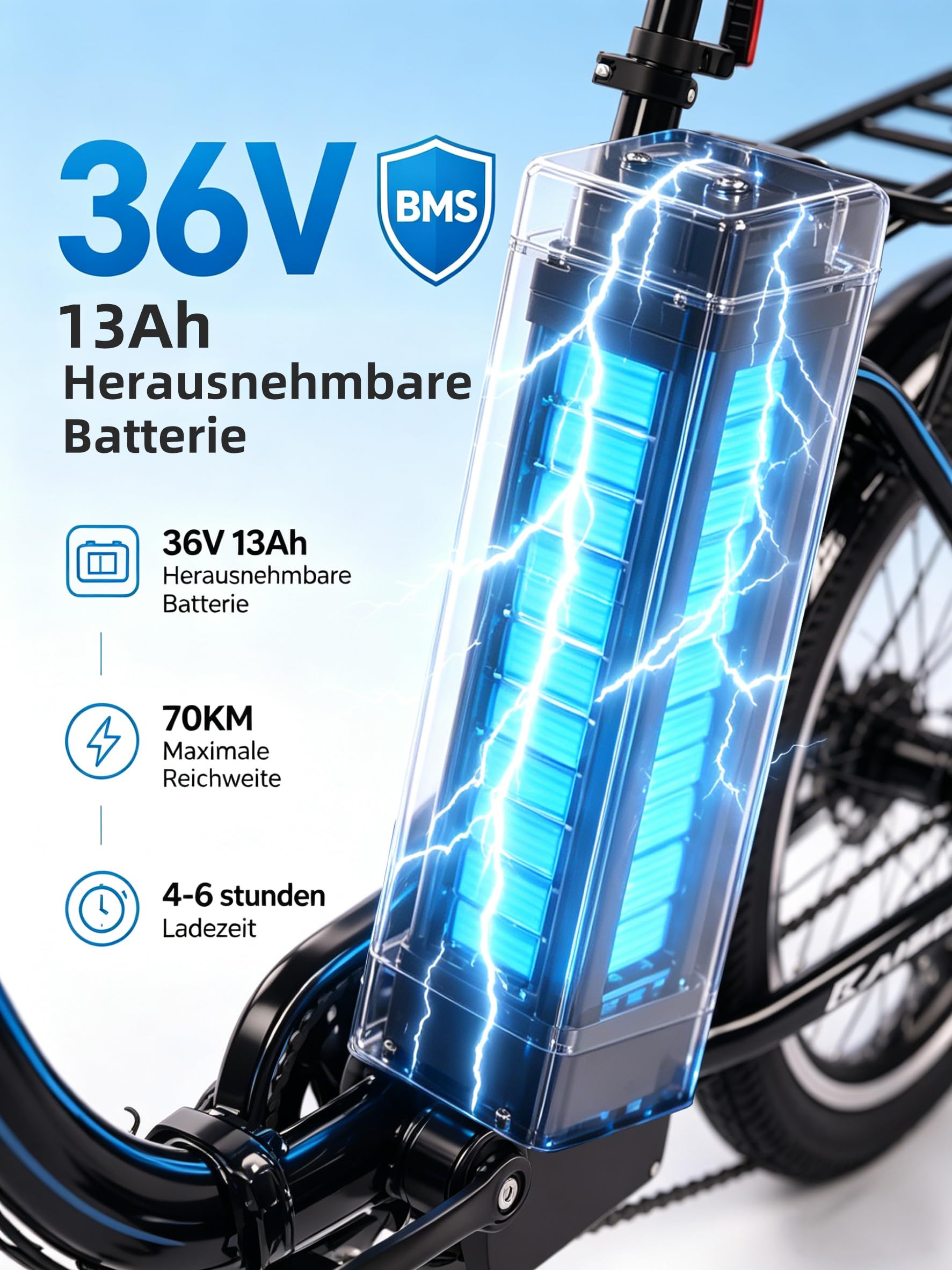 20 Zoll Klapprad E-Bike, 250W 40Nm Elektrofahrrad für Erwachsene, 24kg Leichtgewicht, 36V 13Ah Abnehmbarer Akku, 45-75km Reichweite, 7-Gang Pedelec