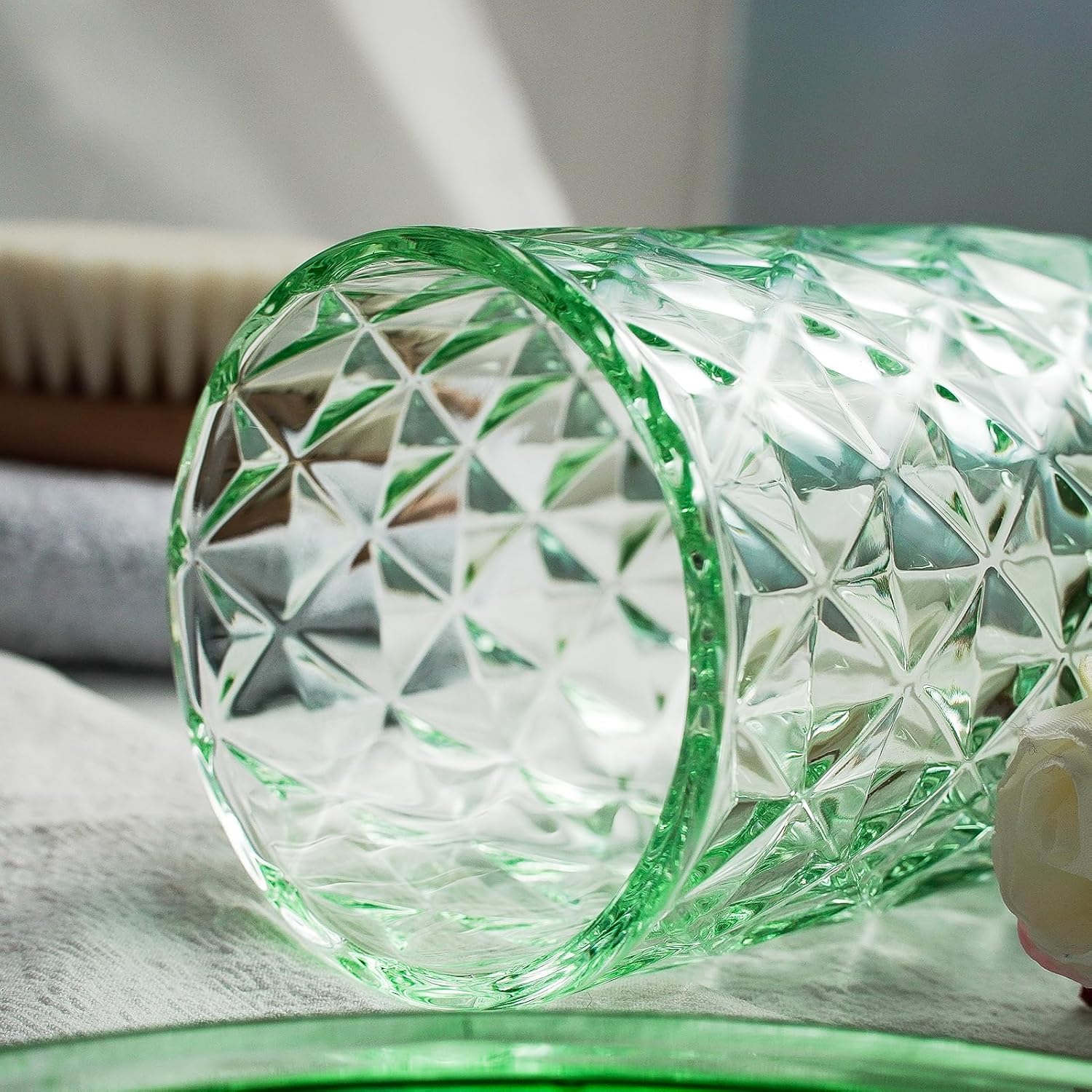 バスルームアクセサリー5点セット、グリーンバスルームカウンタートップオーガナイザーセット、ソープディスペンサー、歯ブラシホルダー、タ