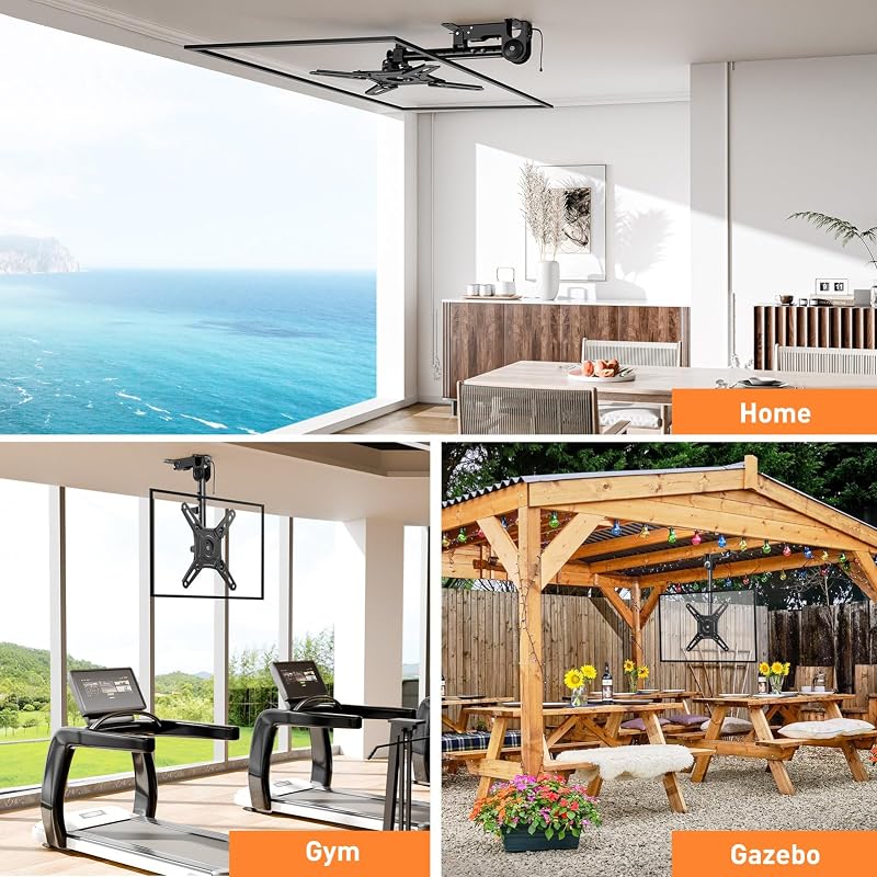 Suport TV pliabil ELIVED EV3030 pentru montare sub dulapul de bucătărie, pentru ecrane LCD de 14-42 inch, rotativ, înclinabil, sarcină max. 10 kg, VESA max. 200x200