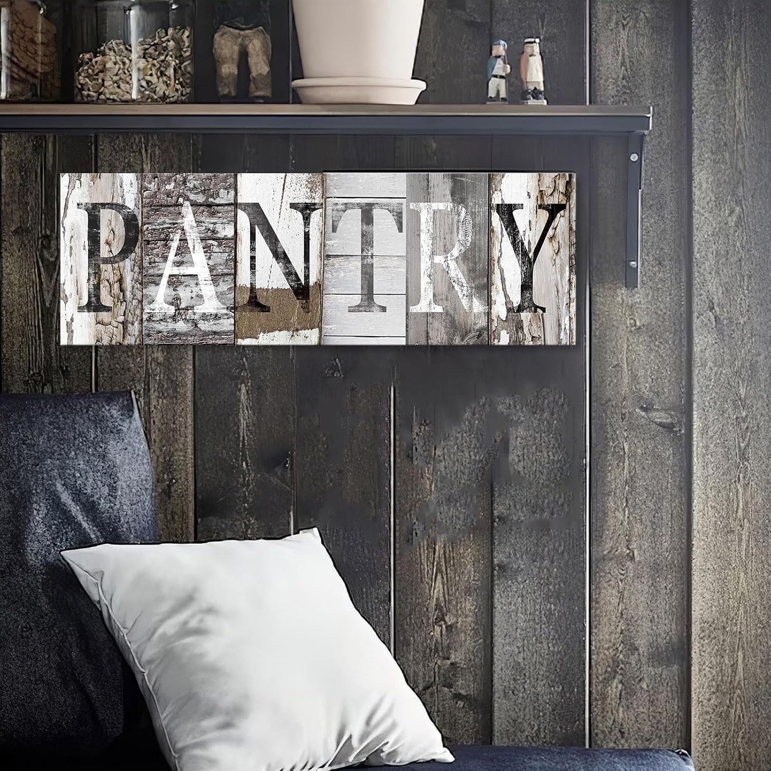 Pinetree Art Pantry Sign Kitchen Decor Canvas Prints Decorative Signs(With Solid Wood Inner Frame) (Pantry, 8 x 24 inch)