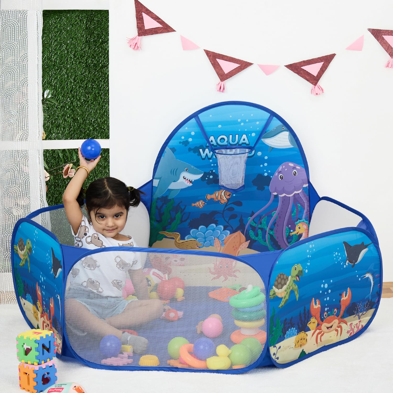 Amazon Brand - Jam & Honey Kid Aquatic Ball Pool, Ball Pit Structure (with 30 Balls) Multicolour - Image 8 thumbnail