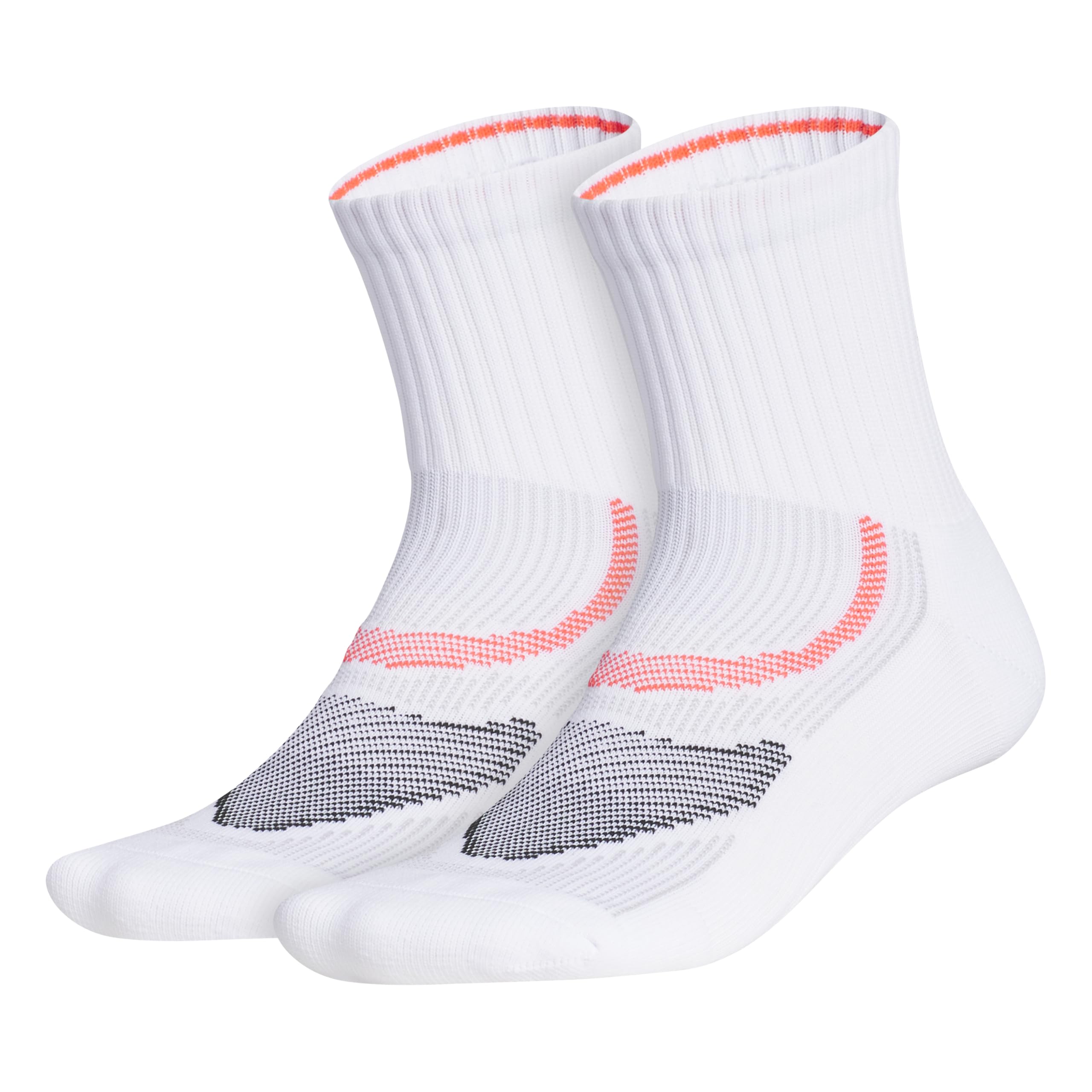 Adidas Unisex White/Black/Lucid Red Superlite Performance High Quarter Socks (2-Pair), Above The Ankle Fit, Large (Pack Of 2)