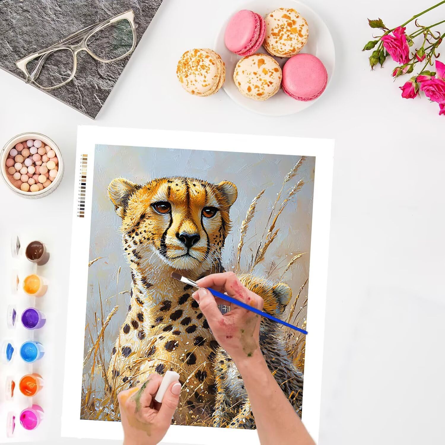 WEISHIWE Dipingere con i Numeri Adulti Leopardo animale, 80x100cm s-169 | Paint by Numbers Kit con Pennelli e Acrilico Pigmento, Fai da te Olio La Pittura di Numeri Kit, Decora la Casa, senza Cornice
