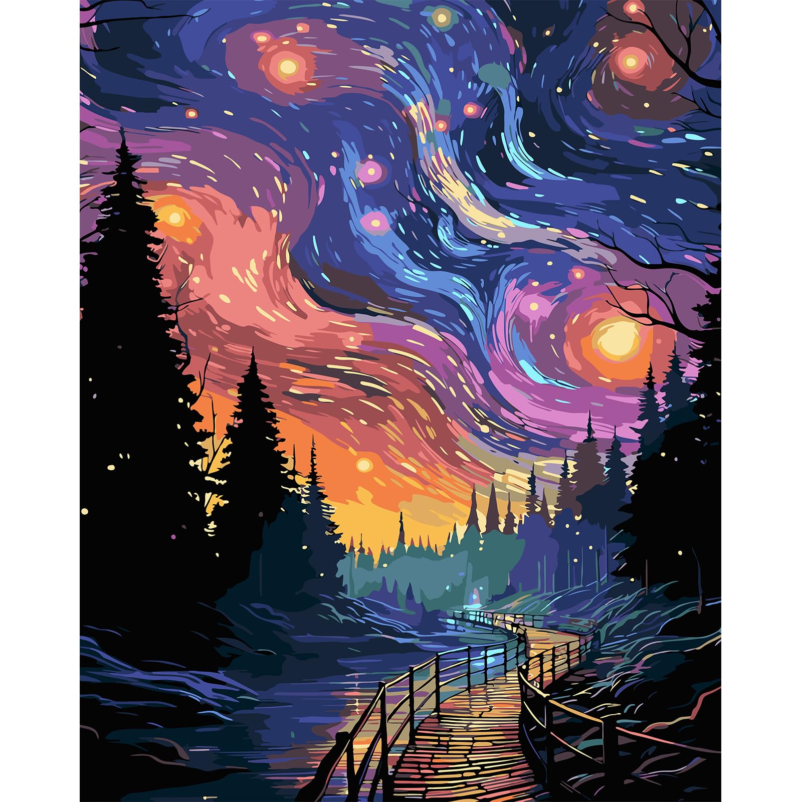 KICHANGPaint by Number,Adult Paint by Number Kits,DIY Paint by Number for Adults-15.7x19.6in,Paint by Number Kits Adult Paint by Number Kits on Canvas,Acrylic Paint Art for Home Decor Gift- Night Sky