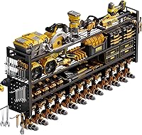 STURDIFLOW Jaxon 49" Power Tool Organizer Wall Mount - 620lbs Garage Storage Rack, 12 Drill Holders, 4-Tier Heavy Duty Shelf