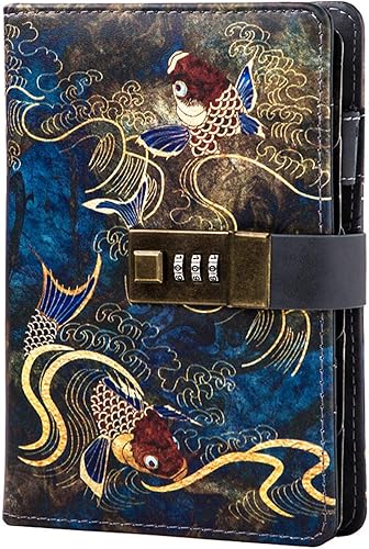 Miniatura 7 de CAGIE Diario con cerradura A6 pequeño diario de bloqueo para adultos, carpeta de piel sintética, 6 anillos, dragón, 6.9 x 4 pulgadas