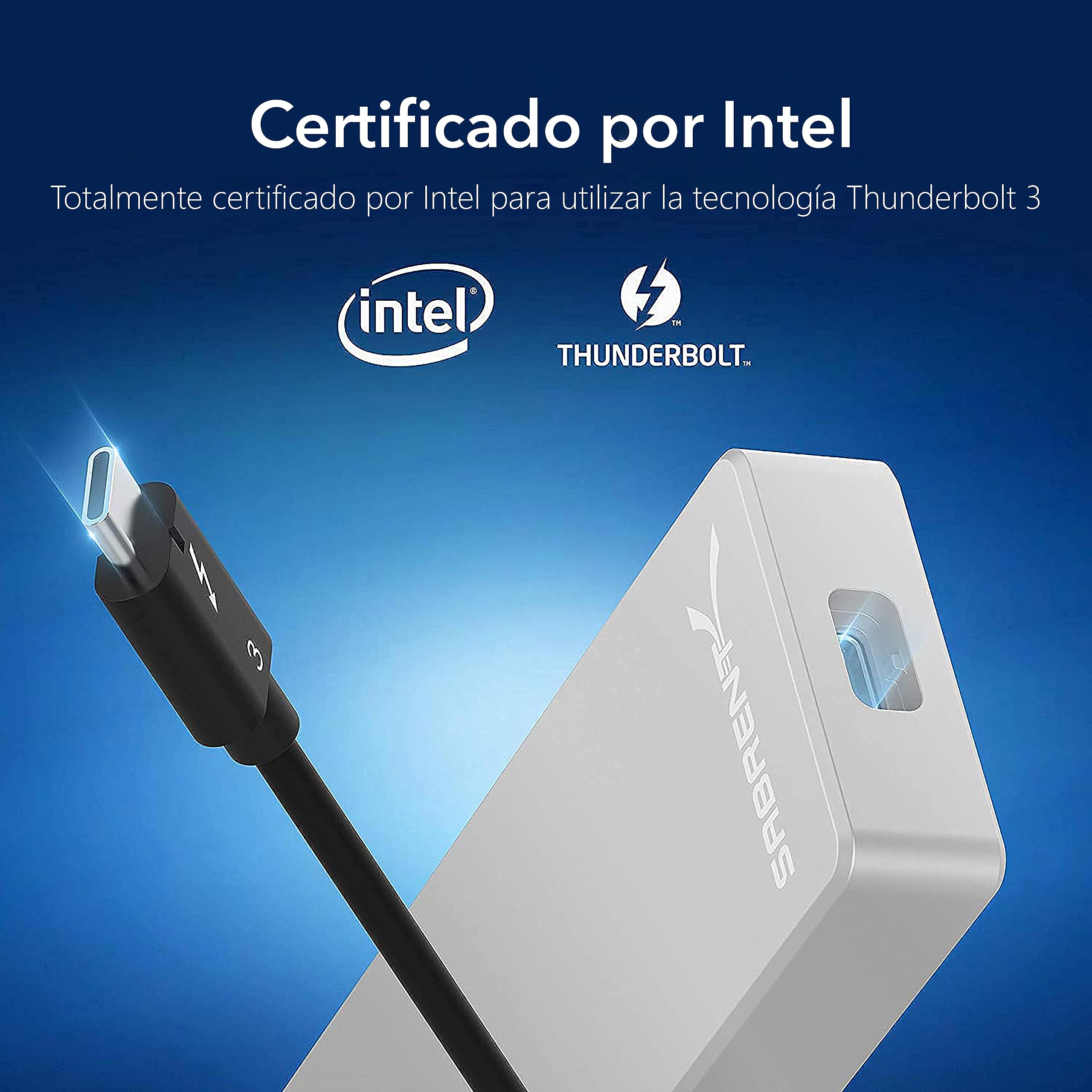 SABRENT Carcasa M.2 MVMe SSD Thunderbolt 3 | Velocidades hasta 1600MBps | Llave M 2280 SSD | Instalación sin Herramientas | Soporta UASP Y T.R.I.M [EC-T3NS]
