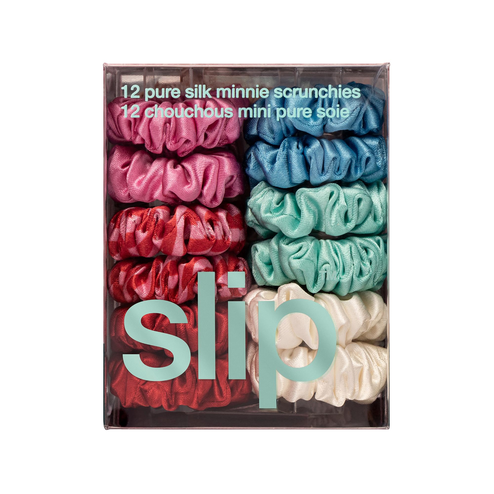 slip Sundown Minnie Scrunchies | Set mit 12 Minnie-Haargummis aus reiner Seide, 100% Maulbeerseide, ultraweich, knitterfrei, sanft zum Haar, reduziert Haarbruch, stilvoll und langlebig, ideal für alle